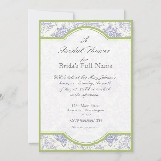 デルフトブルートワールクローバー-ブライダルシャワー招待状 招待状 (正面)