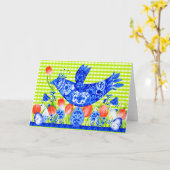 デルフトブルーバードとチューリップグリーティングカード カード (黄色い花)