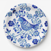 デルフトブルーバード🐦フローラカフランスのントリーストリル ペーパープレート (正面)