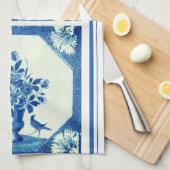 デルフトブルーバードフローラフランスのカントリーエレガンス キッチンタオル (四つ折り)