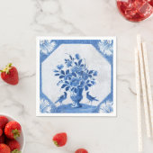 デルフトブルーバードフローラフランスのカントリートイル スタンダードカクテルナプキン (インサイチュ)