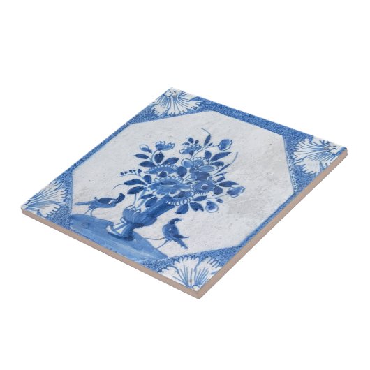 デルフトブルーバードフローラフランスのカントリートイレストーン タイル (側面)