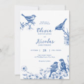 デルフトブルーバード春の結婚式招待状 招待状 (正面)