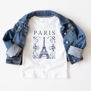 デルフトブルーパリエッフェルタワー ベビーTシャツ