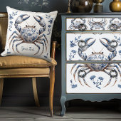 デルフトブルーフローラカニ沿岸素朴ビーチハウス クッション