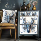 デルフトブルーフローラカニ沿岸素朴ビーチハウス クッション