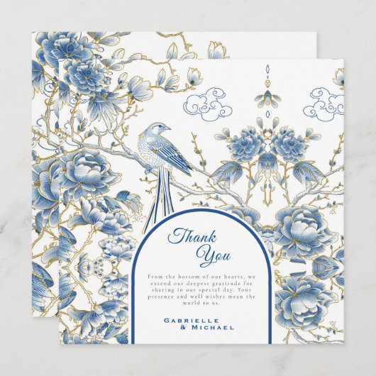 デルフトブルーフローラシノ結婚イセリ磁器 サンキューカード (正面/裏面)