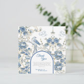 デルフトブルーフローラシノ結婚イセリ磁器 サンキューカード (スタンド正面)