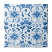 デルフトブルーフローラ装飾陶磁器タイル タイル (正面)