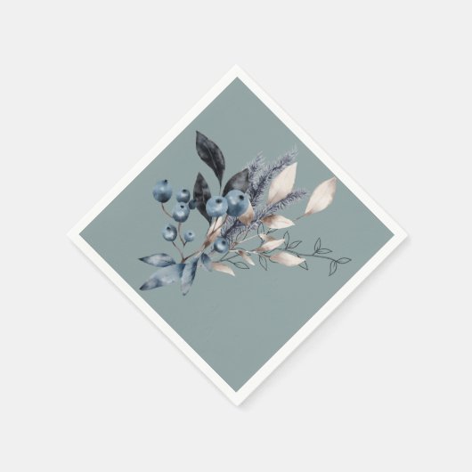 デルフトブルーブルーベリーシャワー スタンダードカクテルナプキン (角)