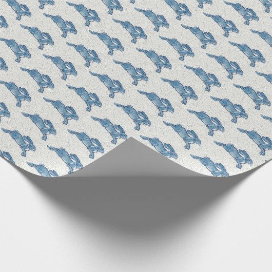 デルフトブルーホワイトウサギウサギウサギヴィンテージデダム ラッピングペーパー (角)