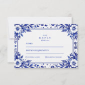 デルフトブルーホワイトチノワセ結婚リー 出欠カード (正面)
