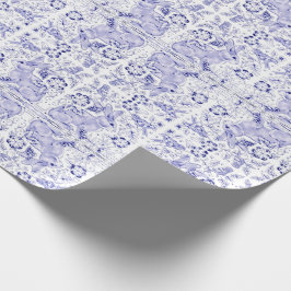 デルフトブルーホワイトバニーラビットバーズデダムイースター ラッピングペーパー