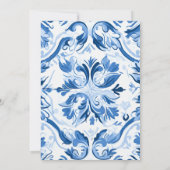 デルフトブルーホワイトフローラモダンブライダルシャワー 招待状 (裏面)