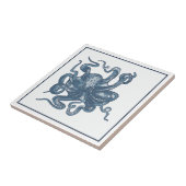 デルフトブルーヴィンテージスチームパンクタコまたはデビルフィッシュ タイル (側面)