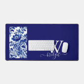 デルフトブルーヴィンテージビューティフルガーデンフラワー デスクマット (キーボード&マウス)