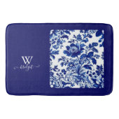 デルフトブルーヴィンテージビューティフルガーデンフラワー バスマット (正面)