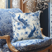 デルフトブルーヴィンテージフランスのチノイスリーピーコック クッション