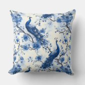 デルフトブルーヴィンテージフランスのチノイスリーピーコック クッション (正面)