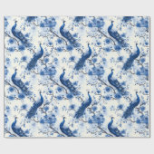 デルフトブルーヴィンテージブルーチノフランスのイセリーピーコック ラッピングペーパー (フラット)