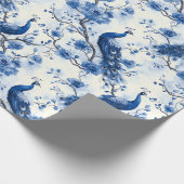 デルフトブルーヴィンテージブルーチノフランスのイセリーピーコック ラッピングペーパー (角)