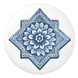 デルフトブルー中国ルック装飾フロレット装飾品 セラミックノブ