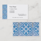 デルフトブルー白フェイクタイルカスタム名刺 名刺 (正面/裏面)
