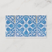 デルフトブルー白フェイクタイルカスタム名刺 名刺 (裏面)