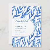 デルフトブルー白Chinoiserieフローラルパター救ン セーブザデート (正面)