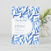 デルフトブルー白Chinoiserieフローラルパター救ン セーブザデート (スタンド正面)