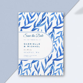 デルフトブルー白Chinoiserieフローラルパター救ン セーブザデート