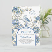 デルフトブルー白Chinoiserie磁器結婚の 招待状 (スタンド正面)