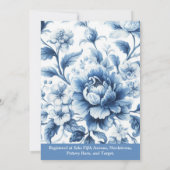 デルフトブルー/ホワイトチャイノアイセリーフローラブライダルシャワー 招待状 (裏面)