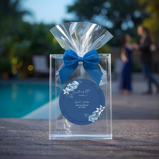 デルフトブルー・ホワイト・シノワズリー・フラワーブライダルシャワー ラウンドシール