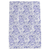 デルフトブルー&白うさぎ鳥イースターモノグラム ミディアムペーパーバッグ (裏面)