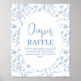 デルフトブルーChinoiserieベビーシャワーボーイおむつサイン ポスター