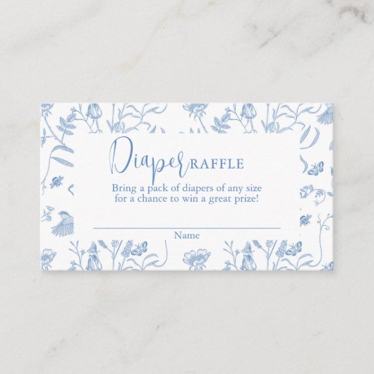 デルフトブルーChinoiserieベビーシャワーボーイおむつ エンクロージャーカード (正面)