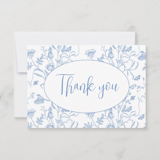 デルフトブルーChinoiserieベビーシャワーボーイサンキュー サンキューカード (正面)