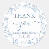 デルフトブルーChinoiserieベビーシャワーボーイ ラウンドシール (正面)