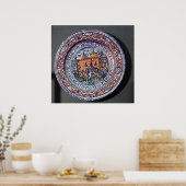 デルフトプレート、ロンドン塔の景色を望む ポスター (キッチン)