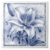 デルフトリリーウォールデコールアールヌーボーウォーターカラー タイル (正面)