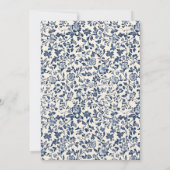 デルフト焼風 青クリーム フラワーの結婚式 招待状 (裏面)