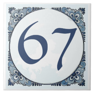 デルフト調 #11 タイル、ハウスナンバー、数字変更可 タイル