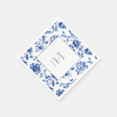デルフト陶器のブルーとホワイトの結婚式用ナプキン スタンダードカクテルナプキン (角)