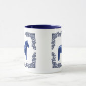 デルフト青いスクロールを持つスウェーデン人のDalaの馬 マグカップ (中央)