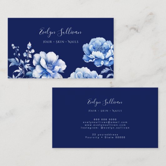 デルフト青い花名刺 名刺 (正面/裏面)