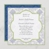 デルフト青いToileのクローバー-結婚式招待状 招待状 (正面/裏面)