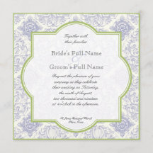 デルフト青いToileのクローバー-結婚式招待状