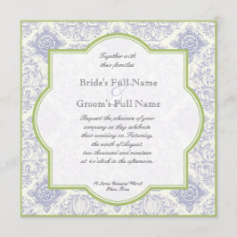 デルフト青いToileのクローバー-結婚式招待状 招待状