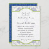 デルフト青いToileのクローバー-結婚式招待状 招待状 (正面/裏面)